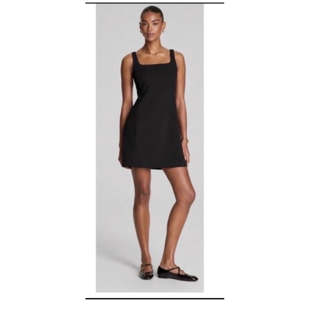Spanx The Perfect A-Line Dress Small Black NEW Square Neck Sleeveless Mini